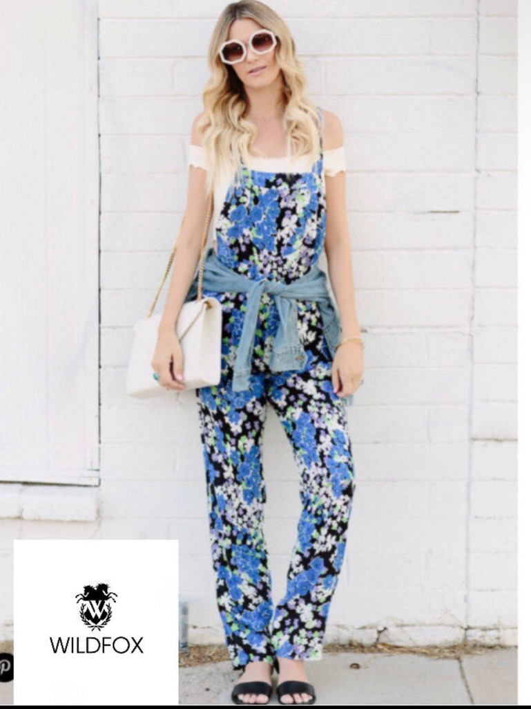 Wildfox Blue Bouquet Overall Jumpsuit New